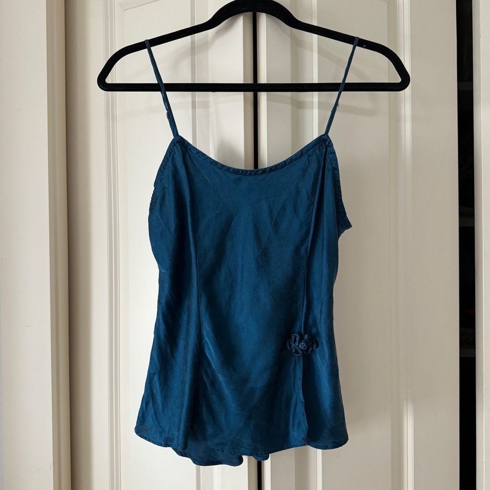 Vintage 90s Teal Silk Camisole Top Victorias Secret Gold Label 8/M